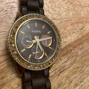 Fossil Women's vintage Stella Watch – Gold-Tone Crystal Bezel